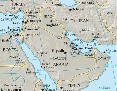 bahreyn haritasi orta dogu